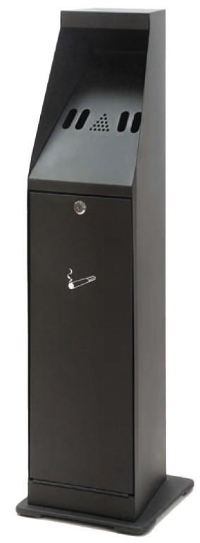 Cendrier sur pied - Colonne acier thermolaqué noir ou inox - Contenance 4.4 litres - Livrée avec matériel de fixation au sol_0