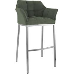 CLP Tabouret de bar Damaso Cord avec piètement à quatre pieds Vert/Acier inoxydable - vert métal 326346_0