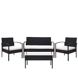 Décoshop26 - Ensemble pour extérieur balcon/jardin/salon en polyrotin noir coussin crème 04_0003247 - noir 3000412032696_0