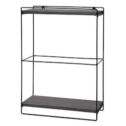 Décoshop26 - Étagère murale suspendue étagère de cuisine en bois gris foncé et métal design industriel 2 étagères 50x35x17 cm 04_0008669 - gr_0