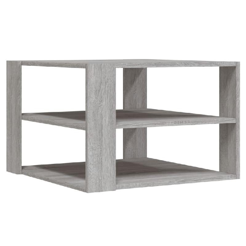 Décoshop26 - Table basse avec étagères 59,5 x 59,5 x 40 cm bois d'ingénierie gris DEC040052 - gris Bois massif 3000264727047_0