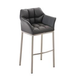 Décoshop26 - Tabouret de bar chaise haute de comptoir couture carrées assise en PVC gris 4 pieds stables en acier inoxydable 10_0004715 - gris 30002_0