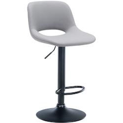 Décoshop26 - Tabouret de bar chaise haute x1 avec repose-pieds en PVC gris piètement métallique noir 10_0004583 - gris 3000252186306_0