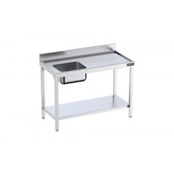 Distform Table de chef Inox avec bac à Gauche, bord anti ruissellement et étagère Gamme 600 Acier inoxydable1800x600 1000x600 - 641094859763_0