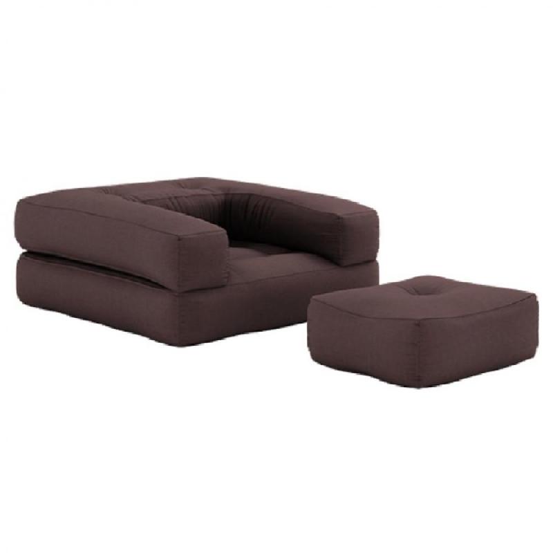 FAUTEUIL FUTON STANDARD CONVERTIBLE CUBE CHAIR COULEUR MARRON_0