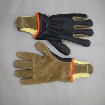 Gant pompier protection thermique - Paume en croûte de bovin RHT beige - Dos en fleur RHT grise - Référence 23268_0