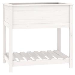 Helloshop26 - Jardinière bac lit surélevé plantes fleurs terrasse jardin avec étagère 82,5 x 54 x 81 cm bois massif de pin blanc 02_0038405 - 300_0