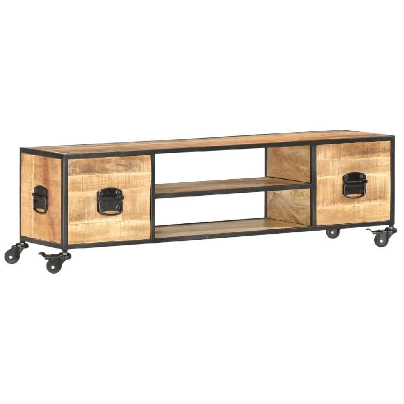 Helloshop26 - Meuble TV multimédia étagère télévision buffet téléviseur salle à manger salon chambre 130 x 30 x 39 cm bois massif de 02_002588_0