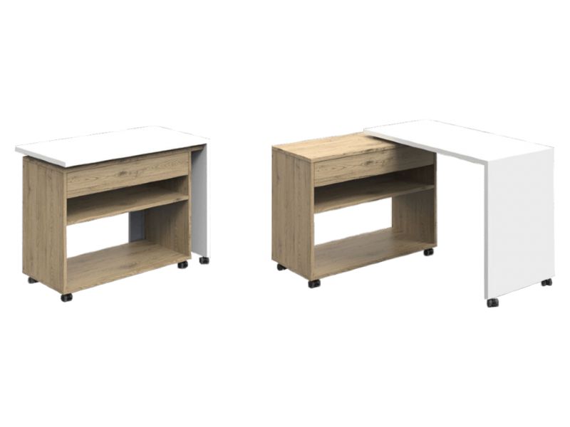 Homere - espaces de travail modulables - bureau compact 3 positions avec plateau coulissant et pivotant - IA France_0