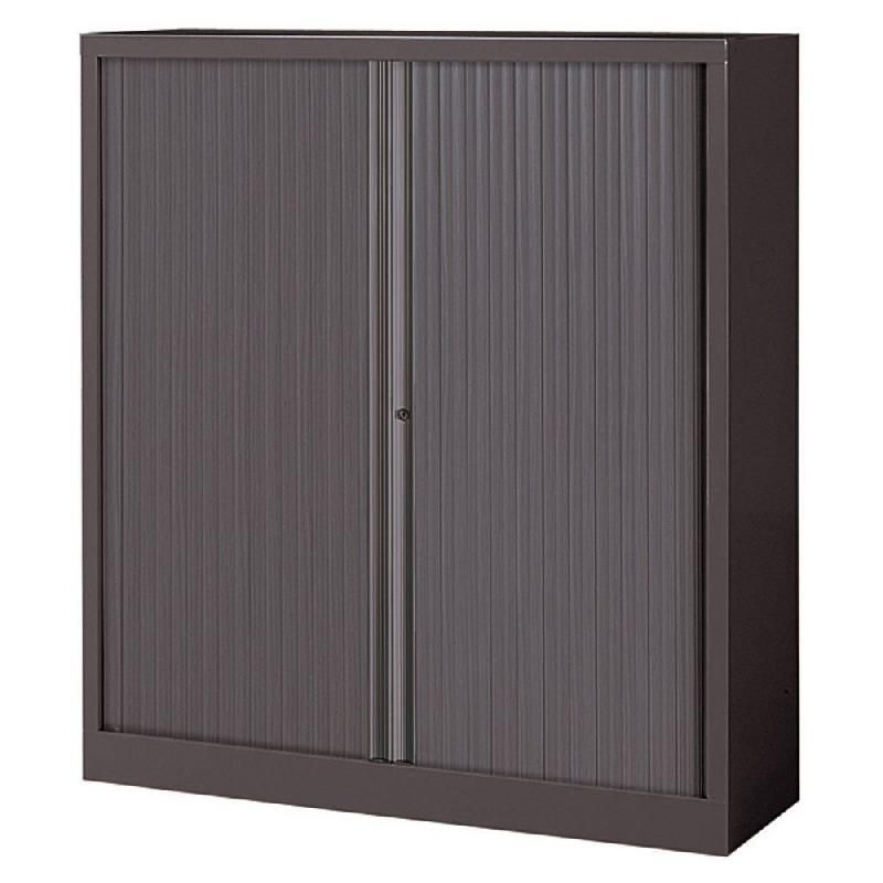 JPG ARMOIRE MÉTAL MONOBLOC NORMA LINEA - A RIDEAUX - H. 136 X L. 120 CM - CORPS ANTHRACITE  - RIDEAUX ANTHRACITE