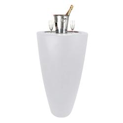 Plast&ampampamp#039Up Rotomoulage Pot conique 3 en 1pot de fleurs- mange debout-seau a champagne dessus inox - BLANC - blanc 0750122561148_0
