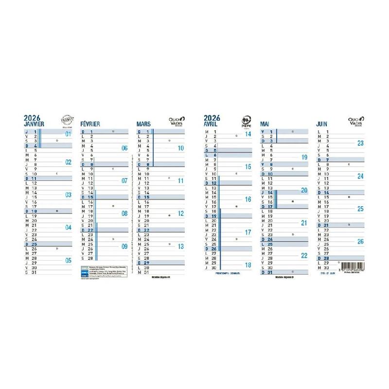 Quo Vadis - Calendrier origami - 2026 - Français - Classic - 12 mois de janvier à décembre - 26x13 cm - Papier Clairefontaine blanc - 238316Q_0