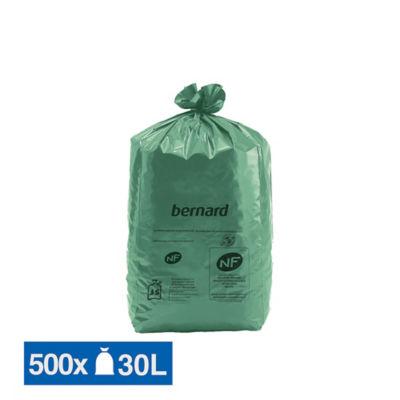 Sacs poubelle déchets lourds Bernard Green NF verts 30 L, lot de 500_0