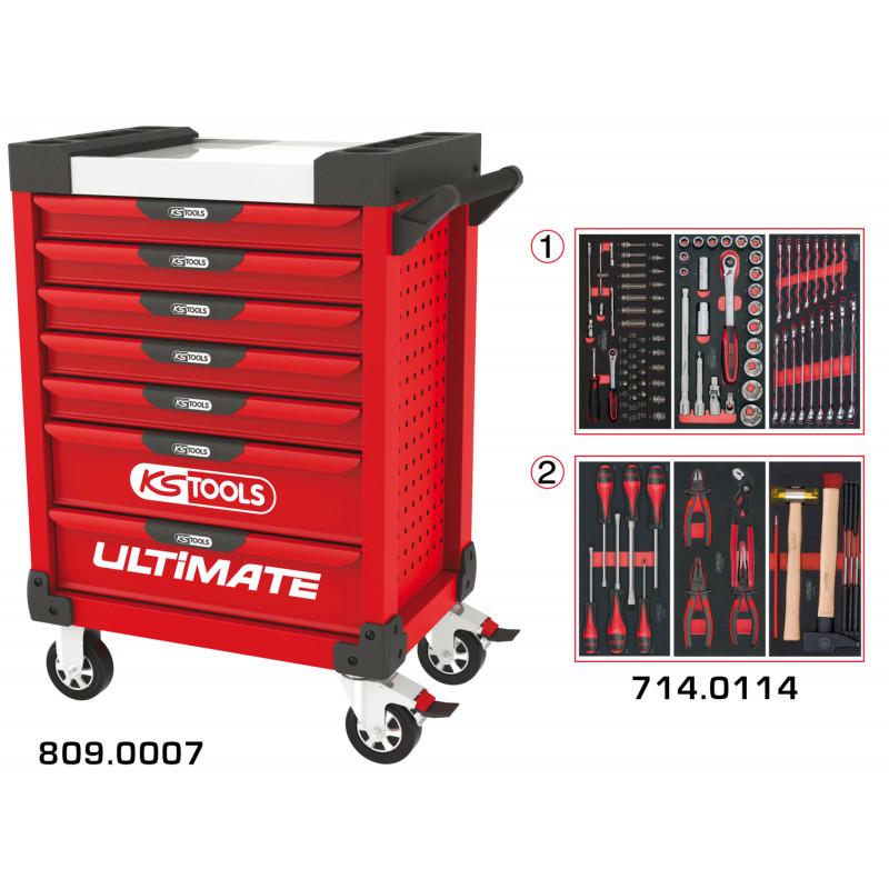 Servante PEARLline rouge 7 tiroirs équipée de 114 outils - KS Tools | 809.7114_0