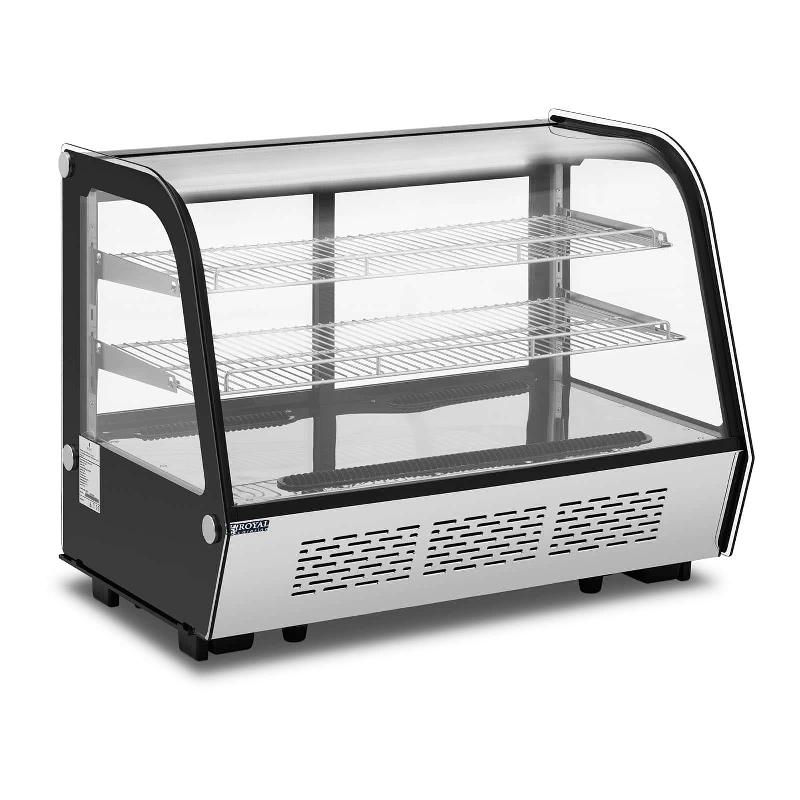 Vitrine réfrigérée - 160 litres - 3 niveaux - acier inoxydable - façade bombée en verre trempé - éclairage LED - 14_0005385_0