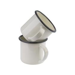 APS Lot de 2 gobelets à anse 0,35 Litter en tôle d'acier émaillée - blanc acier 98668_0