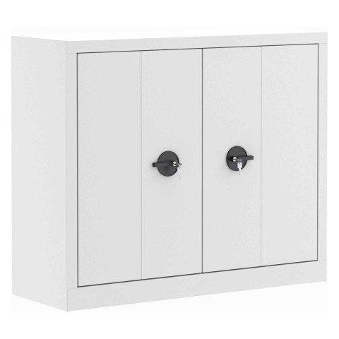 ARMOIRE MÉTAL PORTES PLIANTES MONOBLOC ELHIT H 100 X L 120 X P 43 CM BLANC