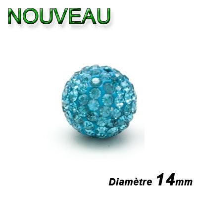 PERLES STRASS BLEU TURQUOISE 14MM