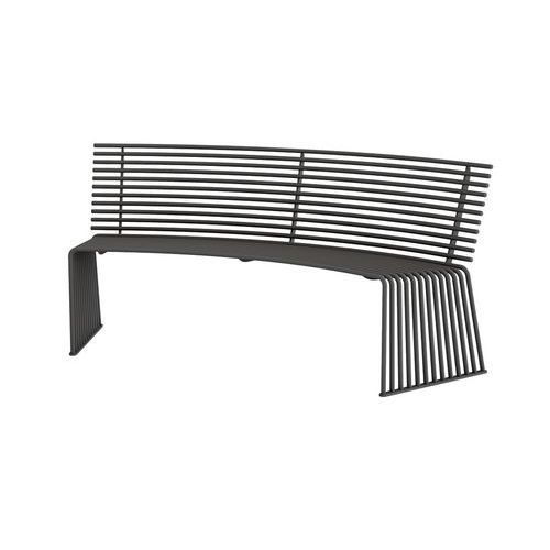 BANC PLAT CONCAVE AVEC DOSSIER EN ACIER INOXYDABLE - GRIS - URBANTIME