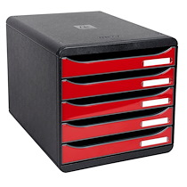 MODULE DE CLASSEMENT BIG BOX PLUS 5 TIROIRS IDERAMA - ROUGE CARMIN BRILLANT