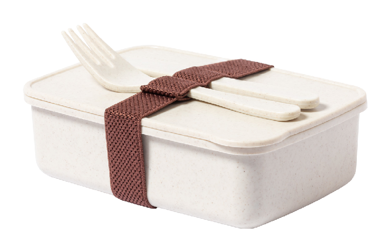 Boîte lunch en plastique PP - 700 ml avec set de couverts et sangle élastique_0