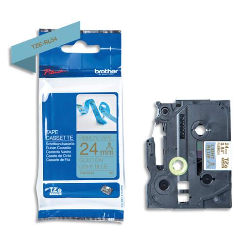 Ruban de transfert thermique Brother TZERL54 - 24mm x 4m - Or sur bleu clair - Tissu non adhésif_0