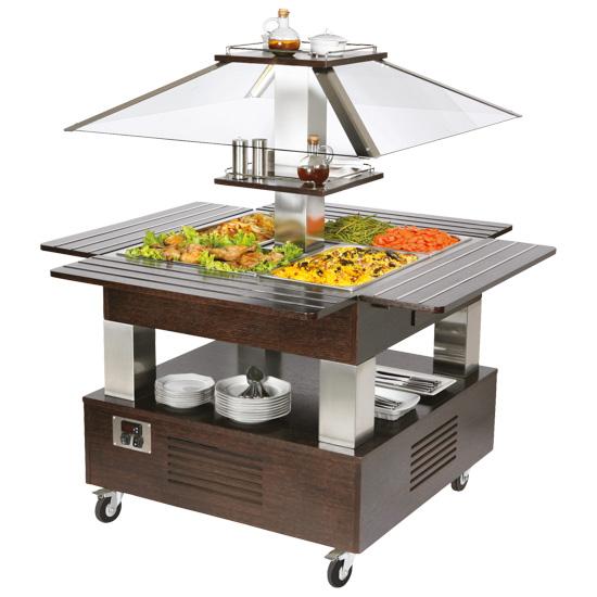 Buffet bain-marie central inox avec 4 bacs gn 1/1 h150 et températu... - PIEA0020_0