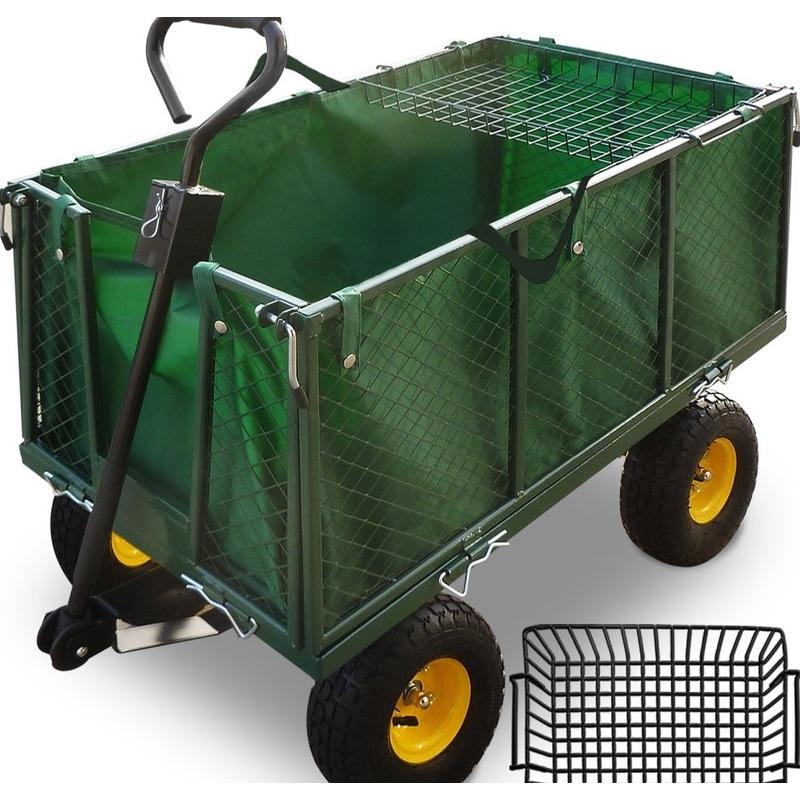 CHARIOT DE JARDIN, REMORQUE À MAIN, AVEC BÂCHE, COTÉS AMOVIBLES 550KG MAX - ZOOPET