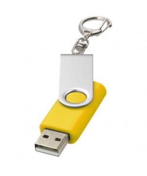 CLÉ USB ROTATIVE AVEC PORTE-CLÉS 4 GB - JAUNE - CLÉS USB PUBLICITAIRES PERSONNALISÉES