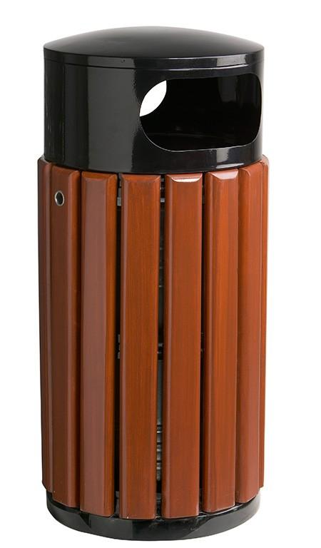 Corbeille urbaine ZEN - Structure métallique - Bois de camphre - Capacité 40L ou 60L_0