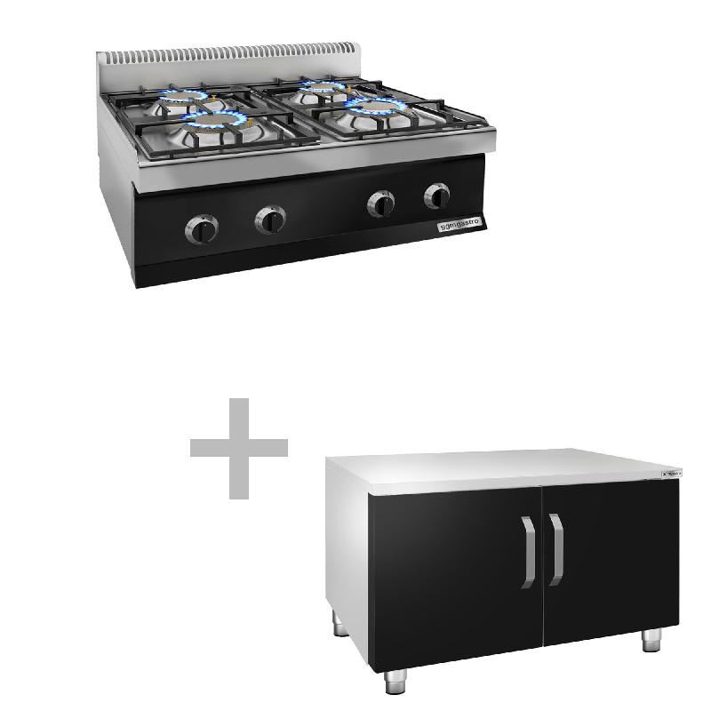 Cuisinière à gaz - 23 kW - 4 brûleurs - incl. Soubassement avec 2 portes  - Mario 700 | GGM -GHK873M-GK866T_0