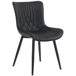 Décoshop26 - Chaise de salle à manger x1 coutures décoratives en PVC noir et pieds en métal noir 10_0002178 - noir 3000250876391_0