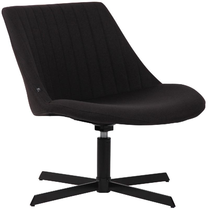 Décoshop26 - Chaise lounge design en tissu noir avec dossier à coutures verticales avec piètement étoile en métal 10_0008245 - noir métal 300026_0