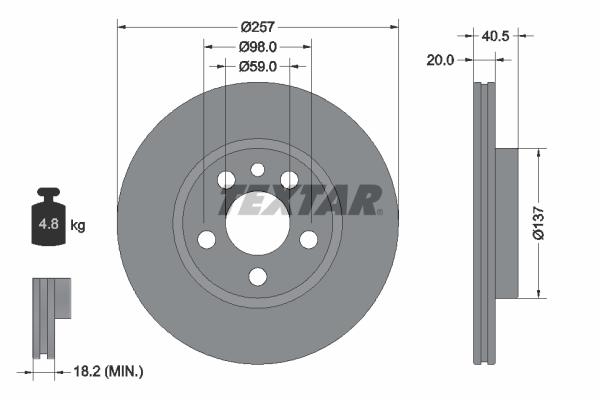Disque de frein ventilé Textar 92088000 - avant - boîte de 1 disque_0