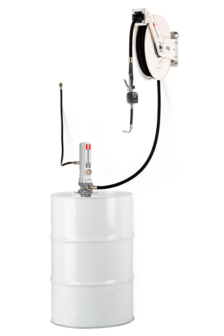 Ensemble fixe pour fûts et cubitainers avec enrouleurs - Pumpmaster 2 3:1 huile - Réf 454 050.110_0