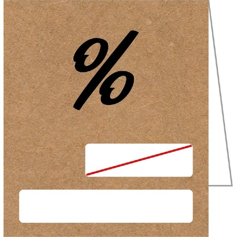 Etiquettes chevalet % avec prix barrés kraft lisse / noir 52x60mm - par 100_0