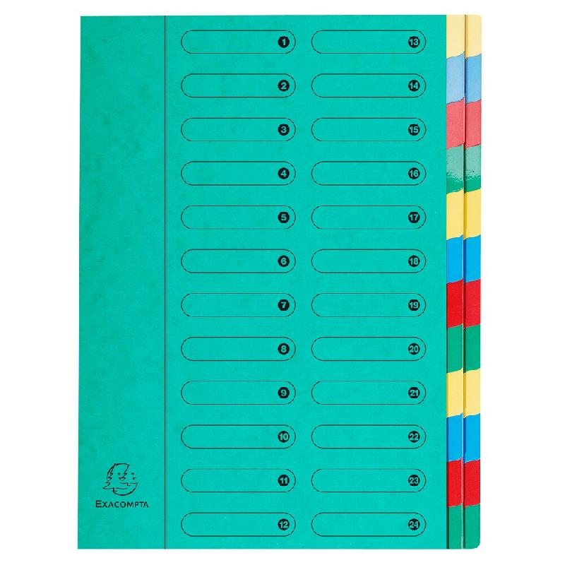 Exacompta Lot de 4 Trieur extensible HARMONIKA, 24 compartiments, coloris vert - vert 5124E_0