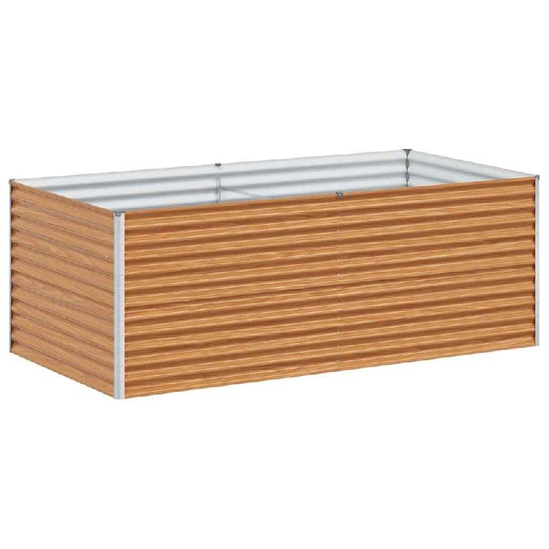 Helloshop26 - Jardinière surélevée industrielle 195 x 100 x 68 cm design fonctionnel terrasse en acier galvanisé marron clair 02_0059054 - marron_0