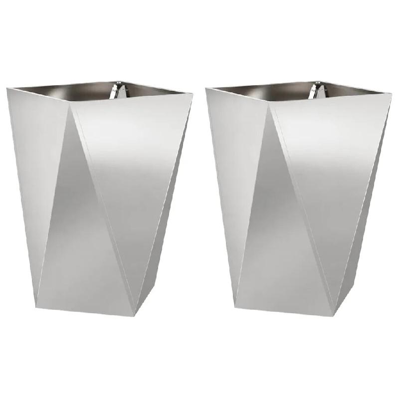 Helloshop26 - Lot de 2 jardinières rectangulaires modernes pour extérieur 50 x 50 x 75 cm en acier inoxydable argent 02_0053043 - inox 3000237726039_0