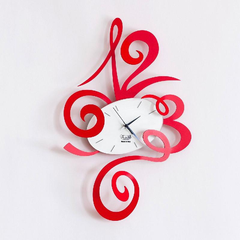 Horloge Murale Rouge Robin 34X51Cm Cm En Acier, Design Minimaliste Et Silencieux Pour La Maison Et Le Bureau, Fabriquée En Italie - rouge 80521903444_0