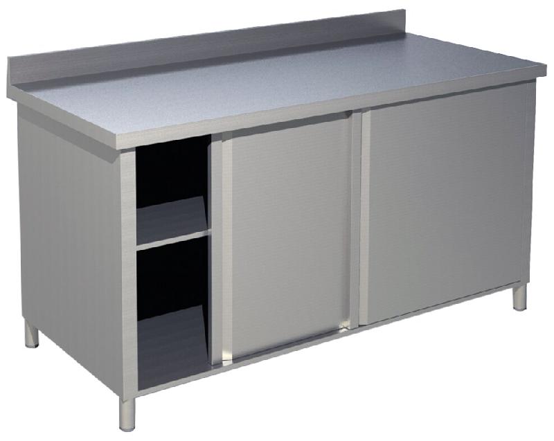 KBS Gastrotechnik KBS Armoire de travail avec rebord L 120 cm X P 70 cm x 85 cm avec portes coulissantes - Acier inoxydable 18/10 90221102_0