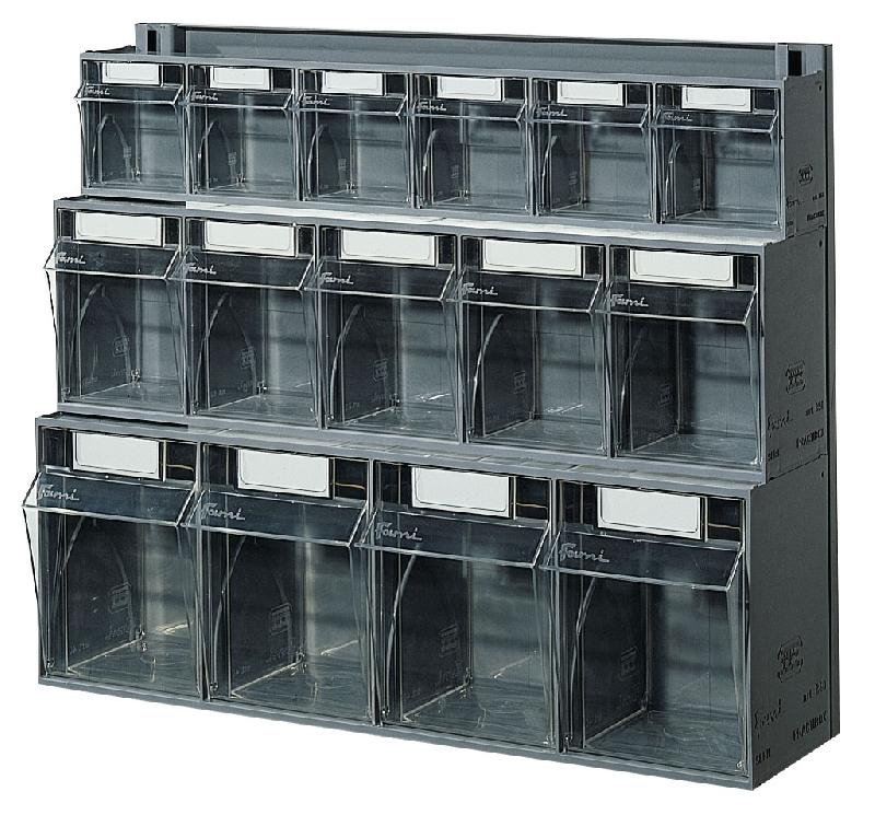 Kit bloc tiroir plastique praticbox 15 tiroirs avec cadre support mural_0