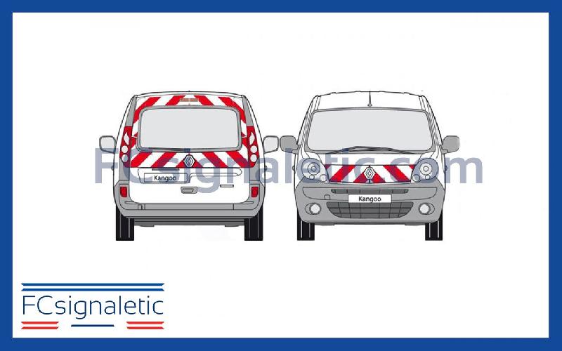 Kit sérigraphie balisage prédécoupé avant/arrière standard rouge/blanc classe B pour petits utilitaires_0