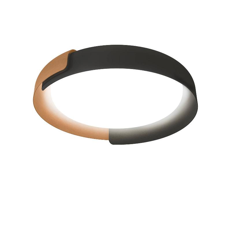 KDLN PLAFONNIER LED DALA, GRIS FONCÉ/CUIVRE, Ø 58 CM, À INTENSITÉ VARIABLE