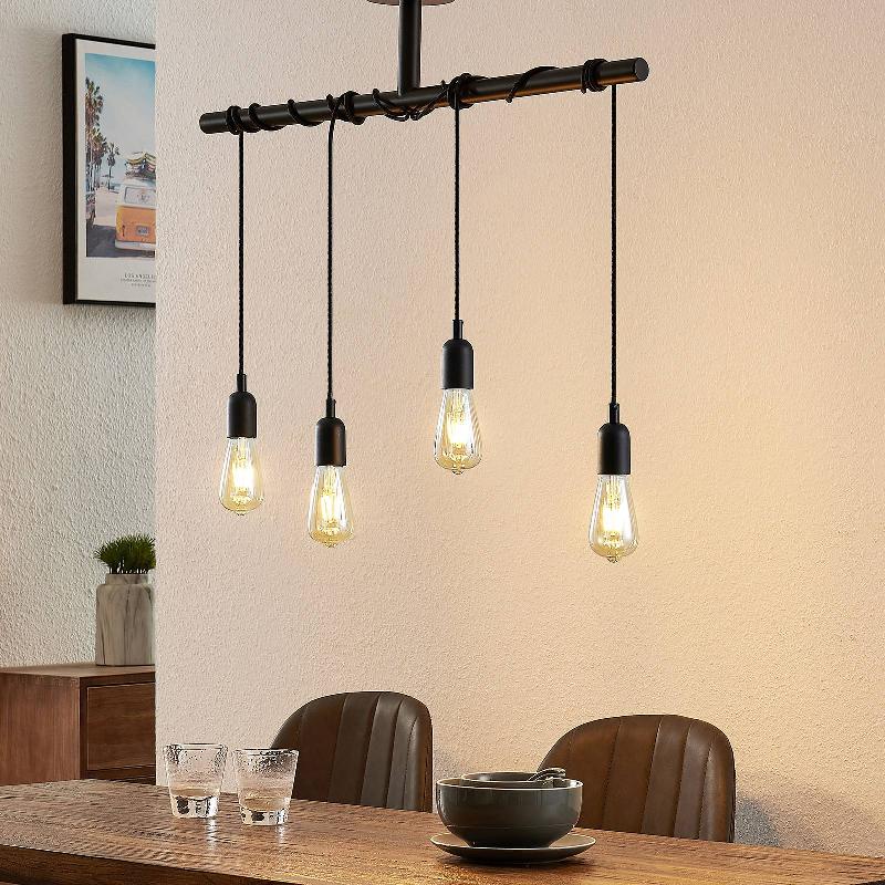 LINDBY KRAVOS SUSPENSION À 4 LAMPES, NOIRE