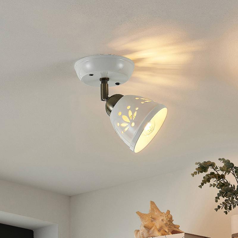 LINDBY SPOT SANRIKE, HAUTEUR 16 CM, À 1 LAMPE, BLANC, CÉRAMIQUE
