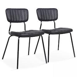 Oviala Business Lot de 2 chaises en textile enduit noir - noir textile 108243_0