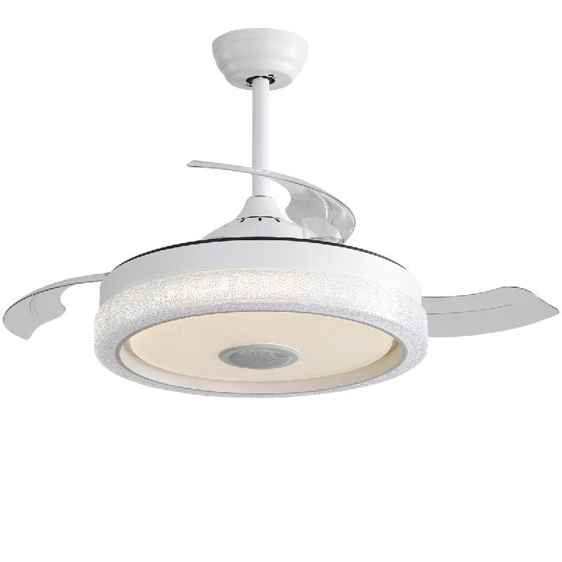 Merax ventilateur de plafond LED 106.6 cm, pales transparentes rétractables, plafonnier RGB 32W, moteur DC, télécommande, minuterie, blanc - blanc_0
