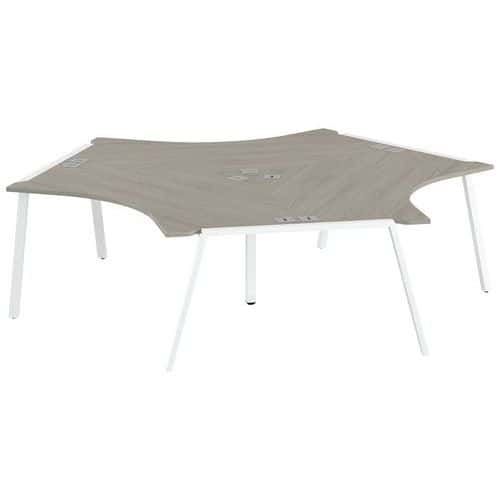 PACK 3 POSTES SYMÉTRIQUES 120 GARY PIED BLANC PLATEAU CHÊNE GRIS - MBA