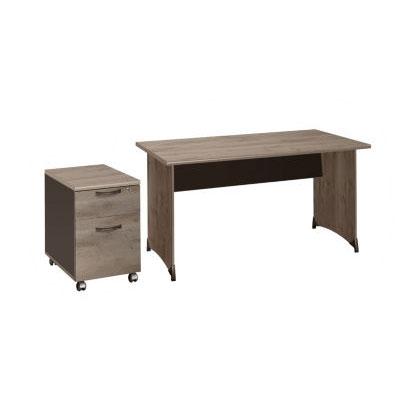 PACK SAPPORO : 1 BUREAU L. 140 X P. 80 CM PIEDS PLEINS + 1 CAISSON 2 TIROIRS - CHENE